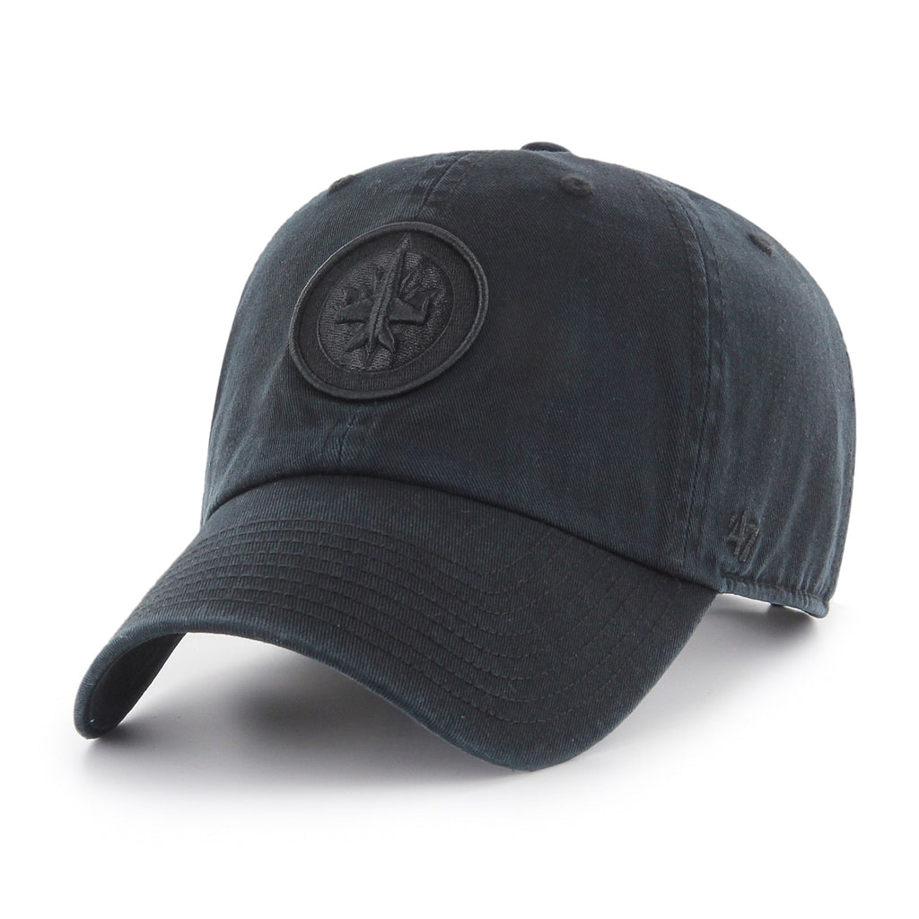 Winnipeg Jets NHL 47 Brand Men Black on Black Clean Up Adjustable Hat product image 1, provided for visual reference and