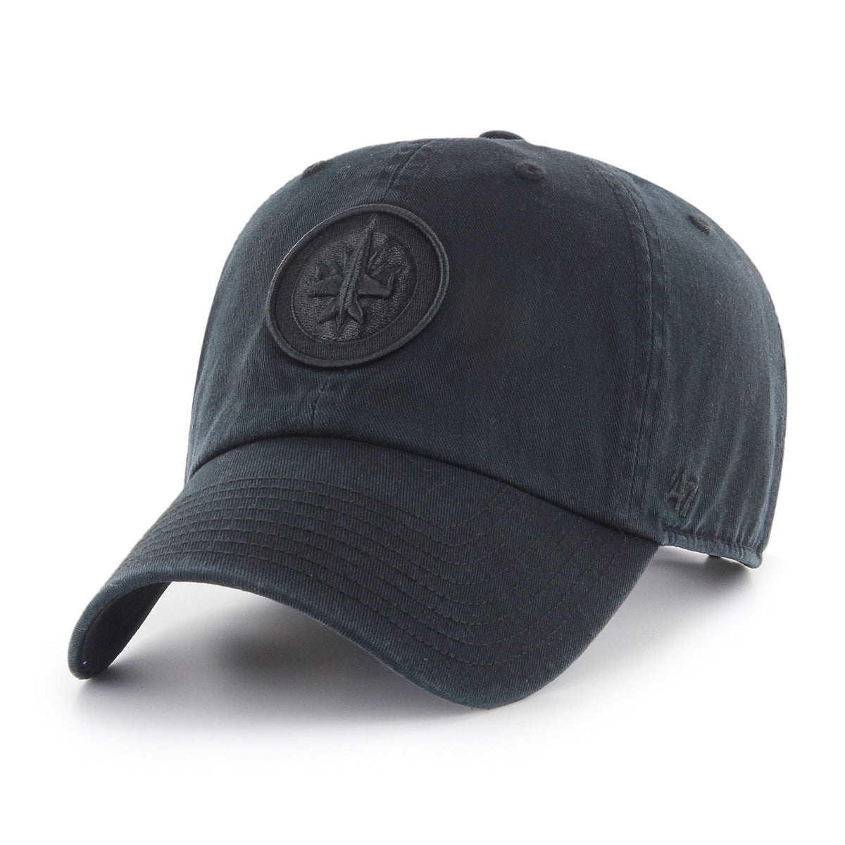 Winnipeg Jets NHL 47 Brand Men Black on Black Clean Up Adjustable Hat product image 1, provided for visual reference and