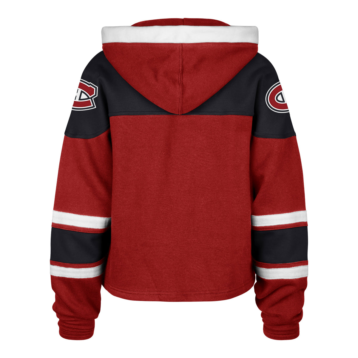 Montreal Canadiens NHL 47 Brand Women Red Cropped Superior Lace Up Hoodie product image 2, provided for visual reference and