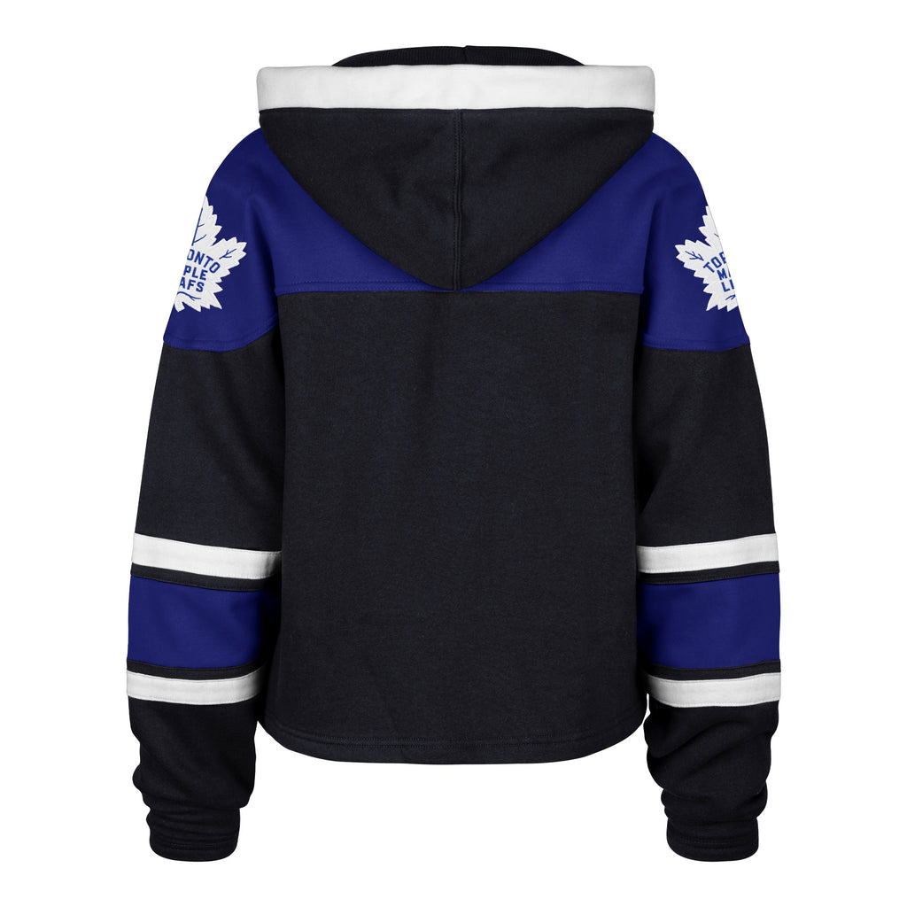 Toronto Maple Leafs NHL 47 Brand Women Navy Cropped Superior Lace Up Hoodie product image 2, provided for visual reference