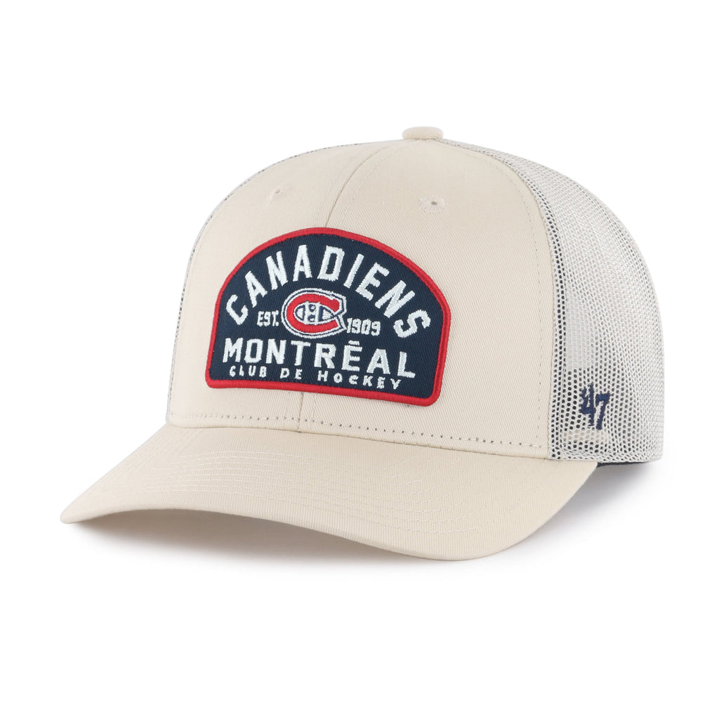 Montreal Canadiens NHL 47 Brand Men Beige Leland Trucker Snapback product image 1, provided for visual reference and product