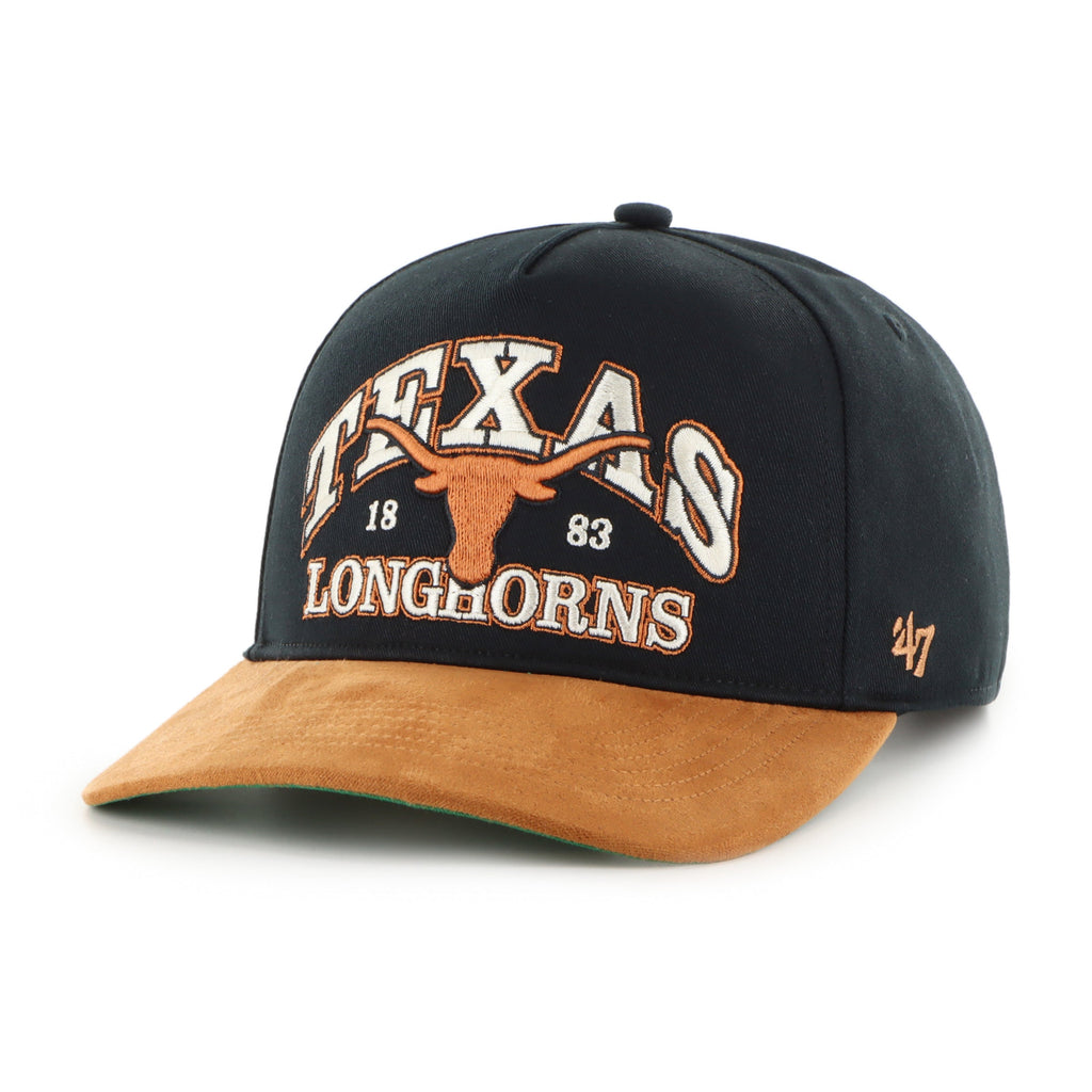 Texas Longhorns NCAA 47 Brand Men Black Break Wood Suede Hitch Snapback Hat product image 1, provided for visual reference
