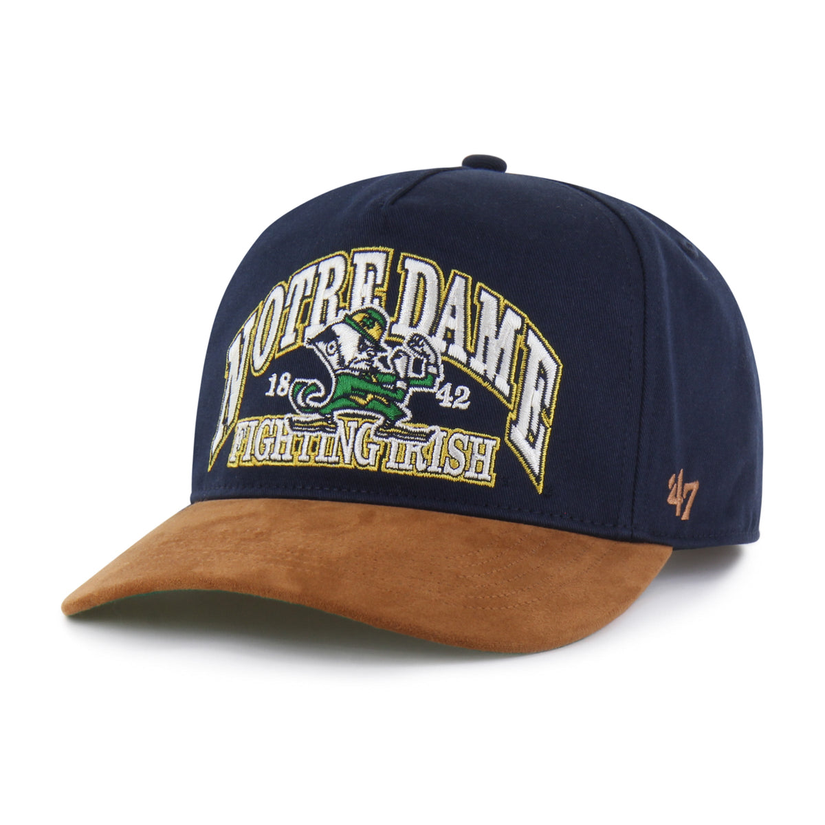 Notre Dame Fighting Irish NCAA 47 Brand Men Navy Break Wood Suede Hitch Snapback Hat product image 1, provided for visual