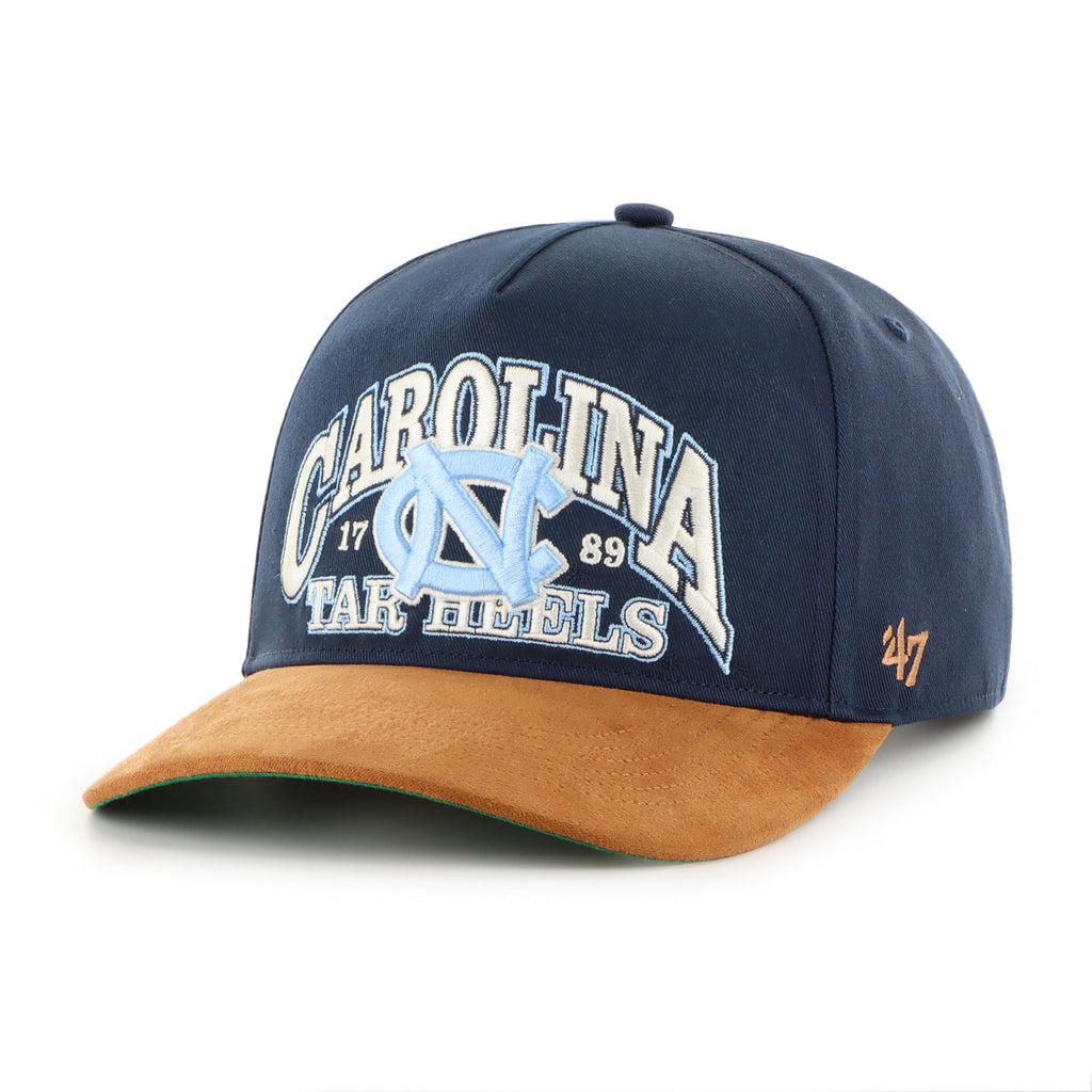 North Carolina Tar Heels NCAA 47 Brand Men Navy Break Wood Suede Hitch Snapback Hat product image 1, provided for visual