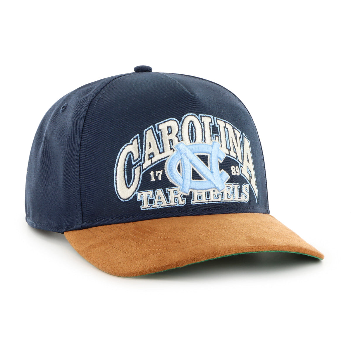 North Carolina Tar Heels NCAA 47 Brand Men Navy Break Wood Suede Hitch Snapback Hat product image 3, provided for visual