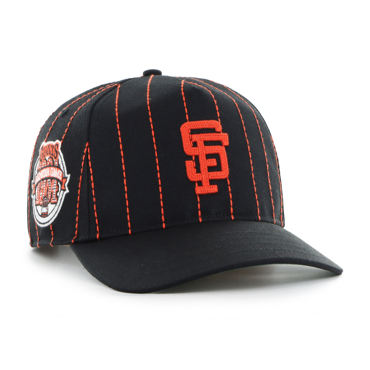 San Francisco Giants MLB 47 Brand Men Black Rawlings Pinstripe Hitch Adjustable Hat product image 1, provided for visual