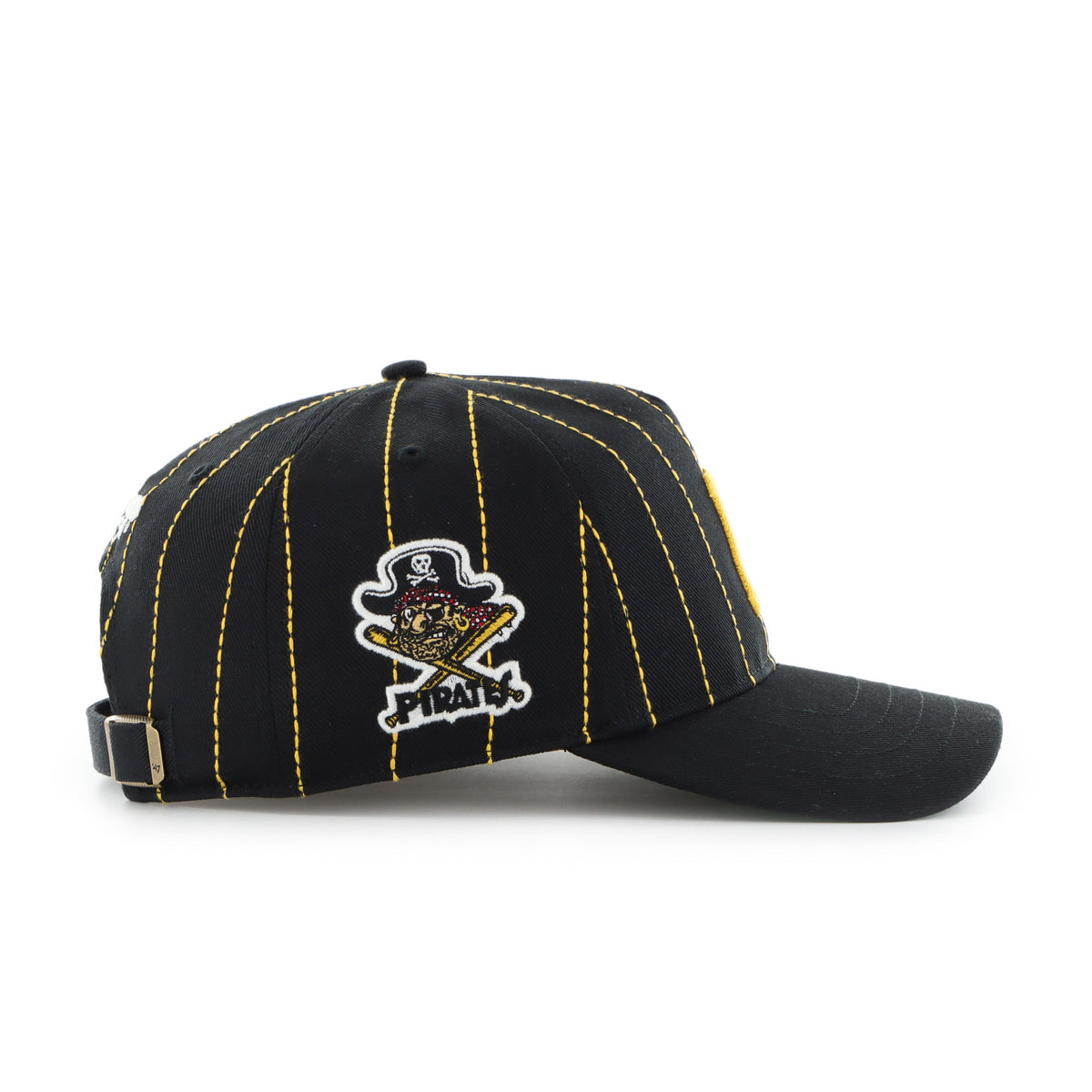 Pittsburgh Pirates MLB 47 Brand Men Black Rawlings Pinstripe Hitch Adjustable Hat product image 3, provided for visual