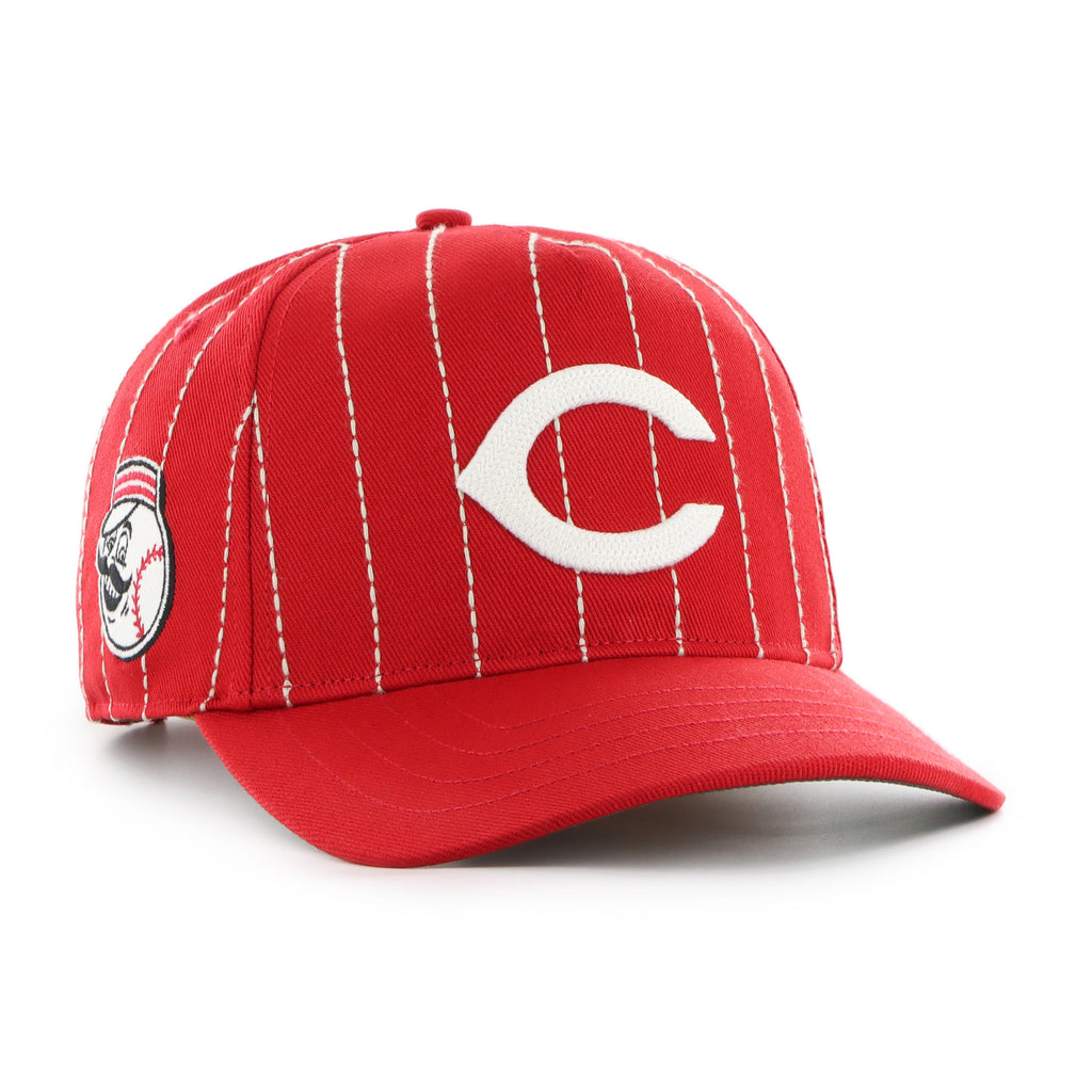 Cincinnati Reds MLB 47 Brand Men Red Rawlings Pinstripe Hitch Adjustable Hat product image 1, provided for visual reference