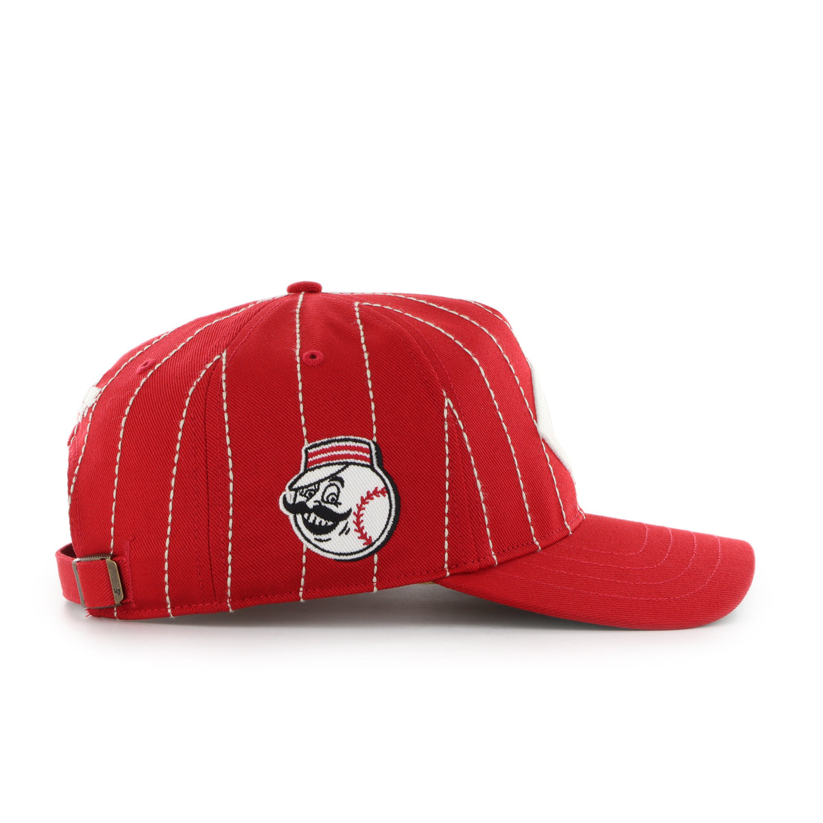 Cincinnati Reds MLB 47 Brand Men Red Rawlings Pinstripe Hitch Adjustable Hat product image 4, provided for visual reference