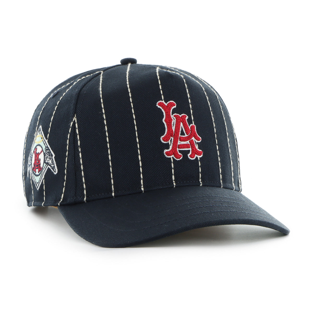 Los Angeles Angels MLB 47 Brand Men Black Rawlings Pinstripe Hitch Adjustable Hat product image 1, provided for visual