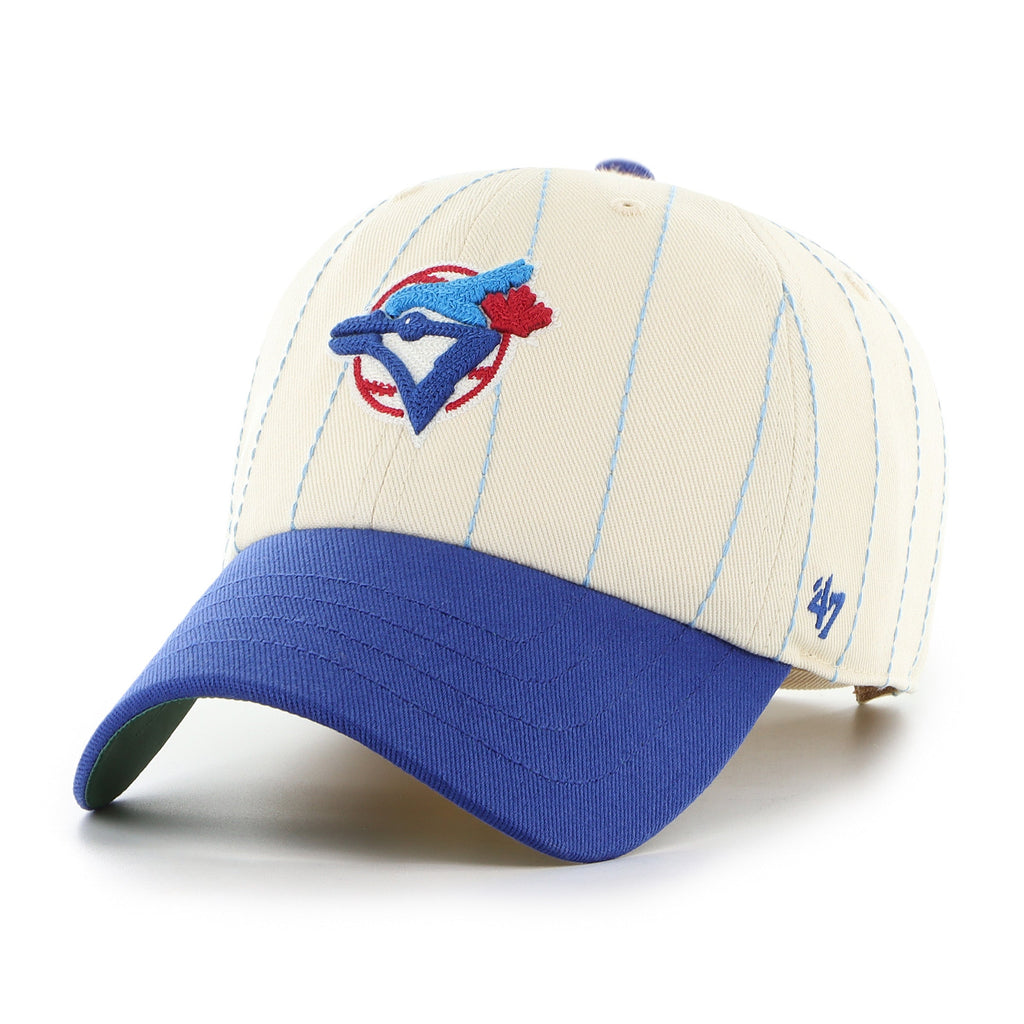 Toronto Blue Jays MLB 47 Brand Men Beige Rawlings Pinstripe Clean Up Adjustable Hat product image 2, provided for visual