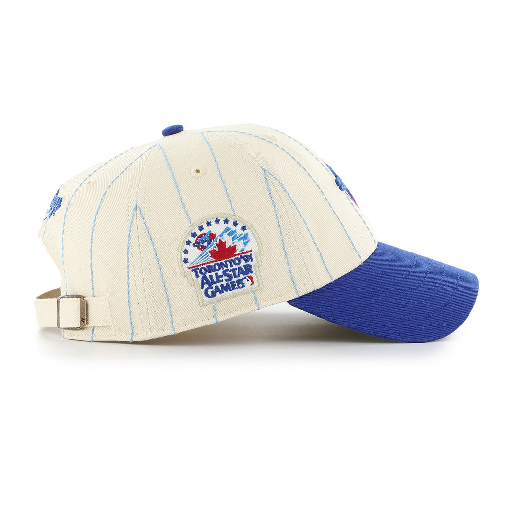 Toronto Blue Jays MLB 47 Brand Men Beige Rawlings Pinstripe Clean Up Adjustable Hat product image 3, provided for visual