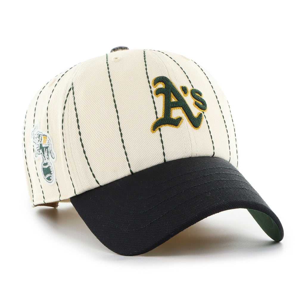Oakland Athletics MLB 47 Brand Men Beige Rawlings Pinstripe Clean Up Adjustable Hat product image 1, provided for visual