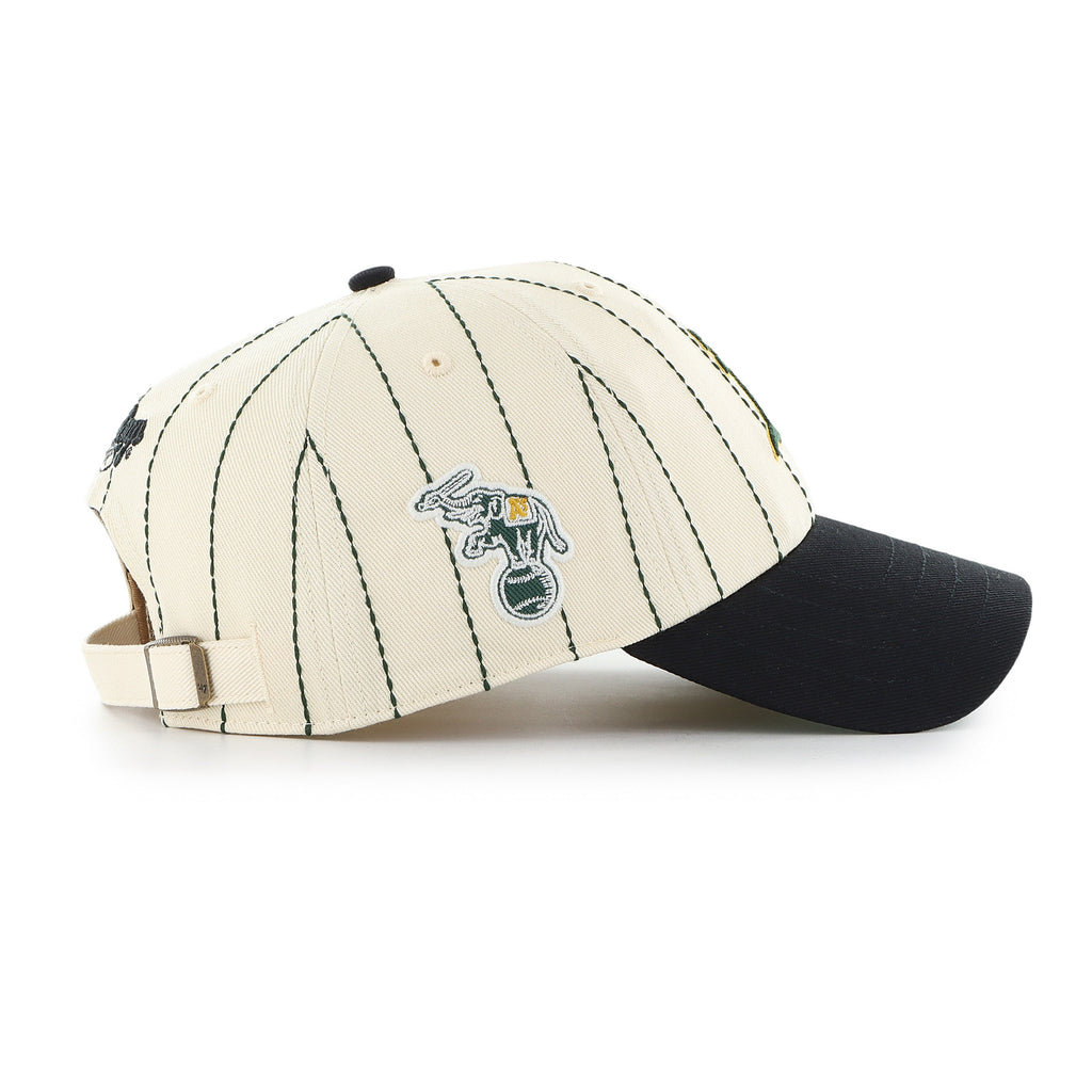 Oakland Athletics MLB 47 Brand Men Beige Rawlings Pinstripe Clean Up Adjustable Hat product image 2, provided for visual