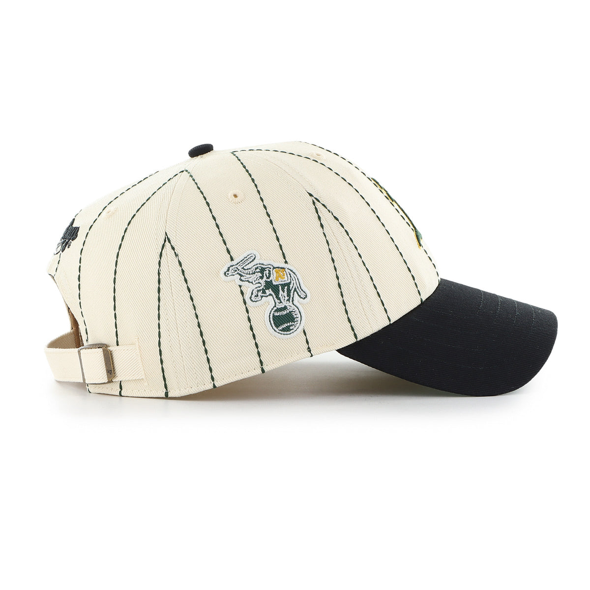 Oakland Athletics MLB 47 Brand Men Beige Rawlings Pinstripe Clean Up Adjustable Hat product image 2, provided for visual