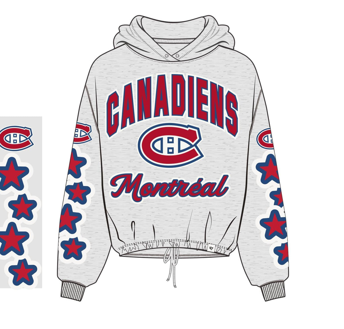 Montreal Canadiens NHL 47 Brand Women Grey Starry Eyed Venice Hoodie product image 1, provided for visual reference and