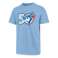 Toronto Blue Jays MLB 47 Brand Men Light Blue 50th Season T-Shirt product image 1, provided for visual reference and product