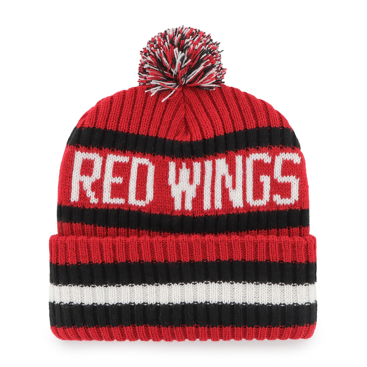 Detroit Red Wings NHL 47 Brand Men Red Bering Cuff Pom Knit product image 2, provided for visual reference and product