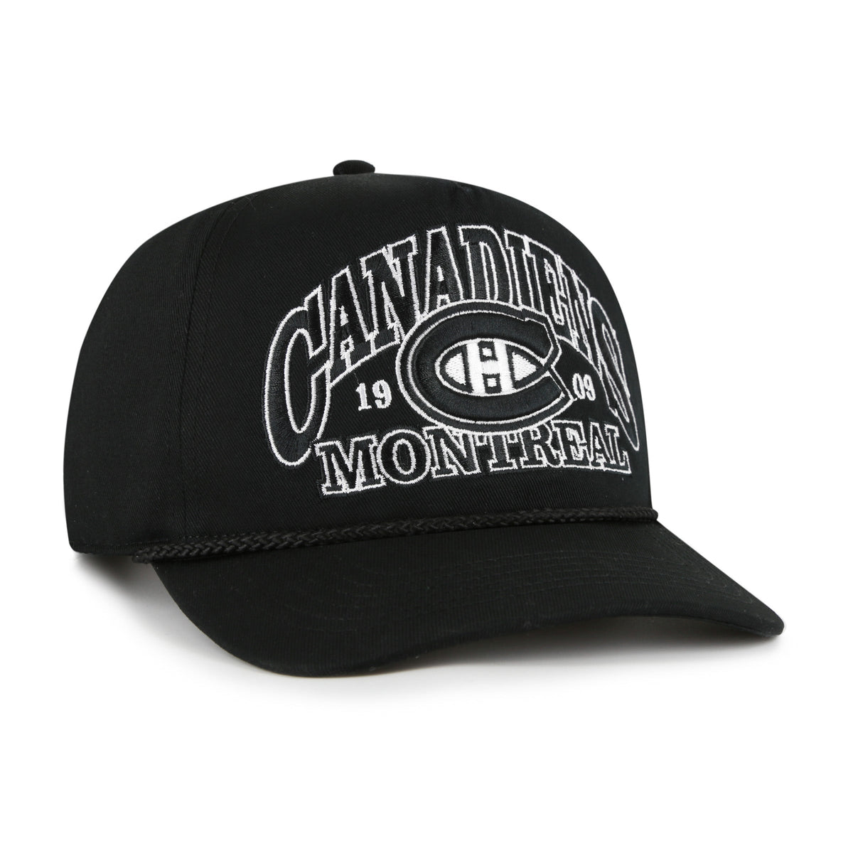 Montreal Canadiens NHL 47 Brand Men Black Break Wood Hitch Snapback Hat product image 3, provided for visual reference and