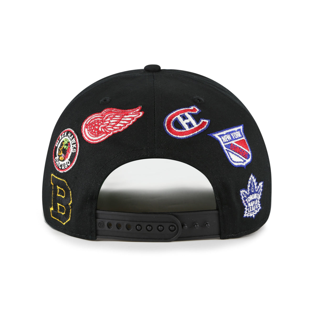 Original Six NHL 47 Brand Men Black/Natural Cross Sticks Hitch Adjustable Hat product image 2, provided for visual reference