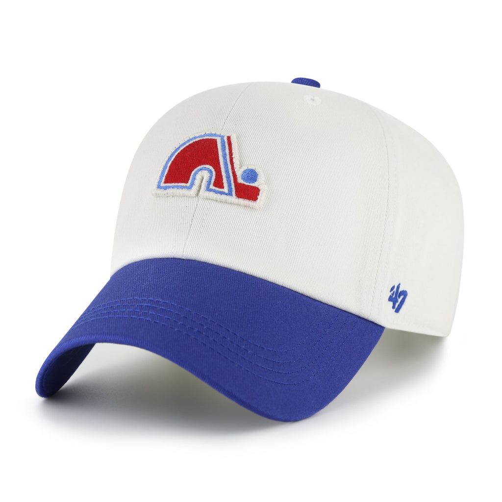 Quebec Nordiques NHL 47 Brand Men White Royal Contemporary Two Tone Clean Up Adjustable Hat product image 1, provided for