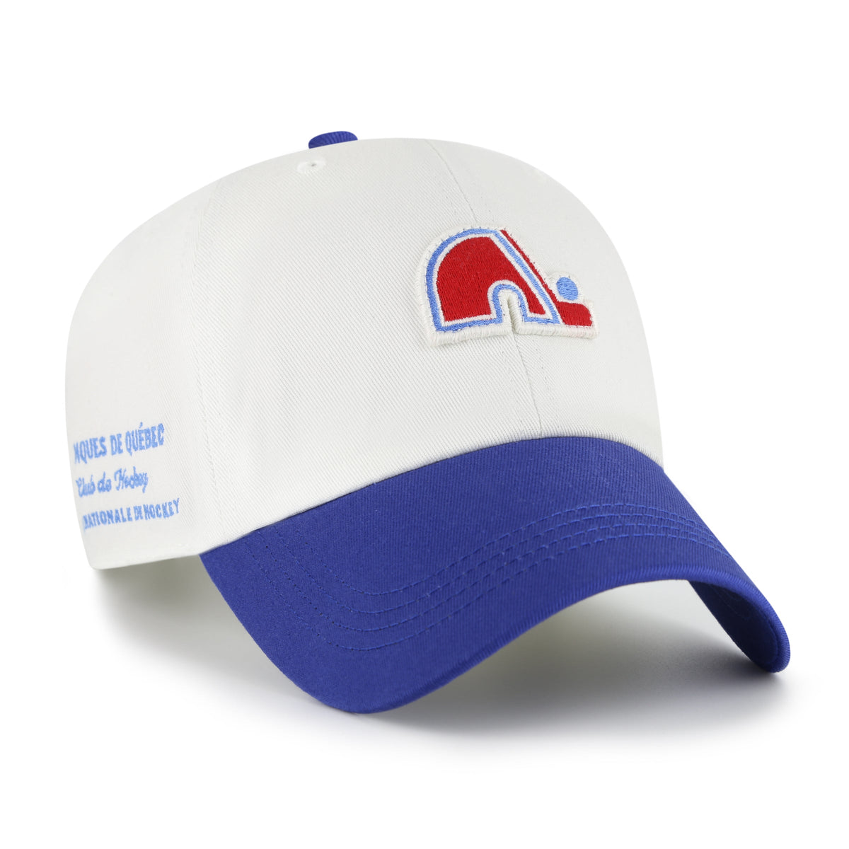 Quebec Nordiques NHL 47 Brand Men White Royal Contemporary Two Tone Clean Up Adjustable Hat product image 2, provided for