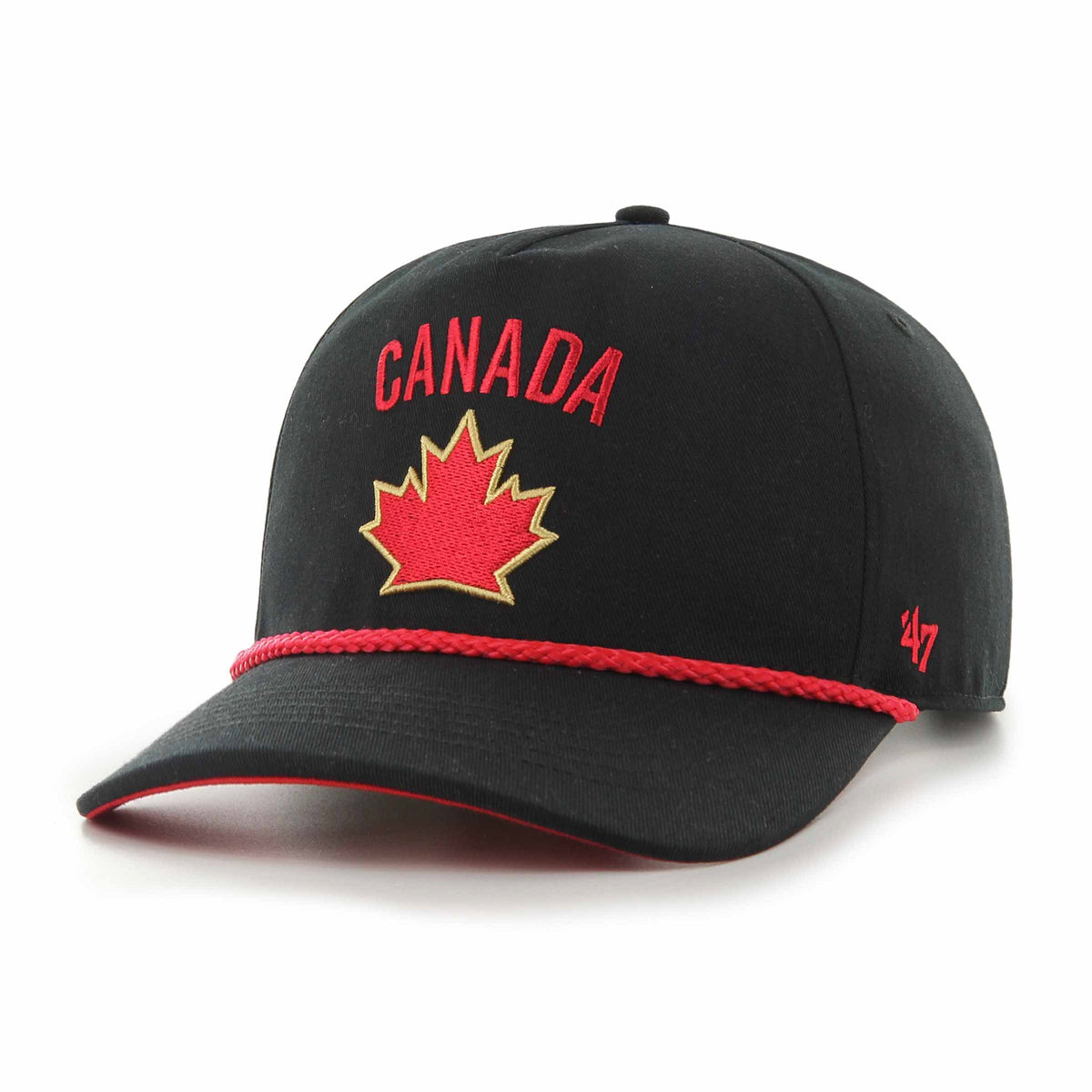 Hockey Canada IIHF 47 Brand Men Black One Leaf Sure Shot Hitch Snapback Hat product image 2, provided for visual reference