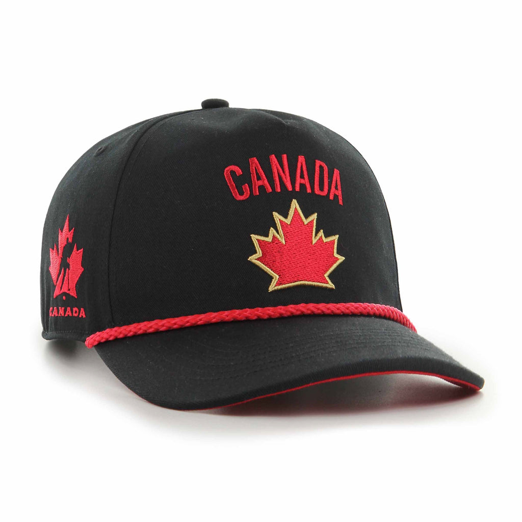 Hockey Canada IIHF 47 Brand Men Black One Leaf Sure Shot Hitch Snapback Hat product image 1, provided for visual reference