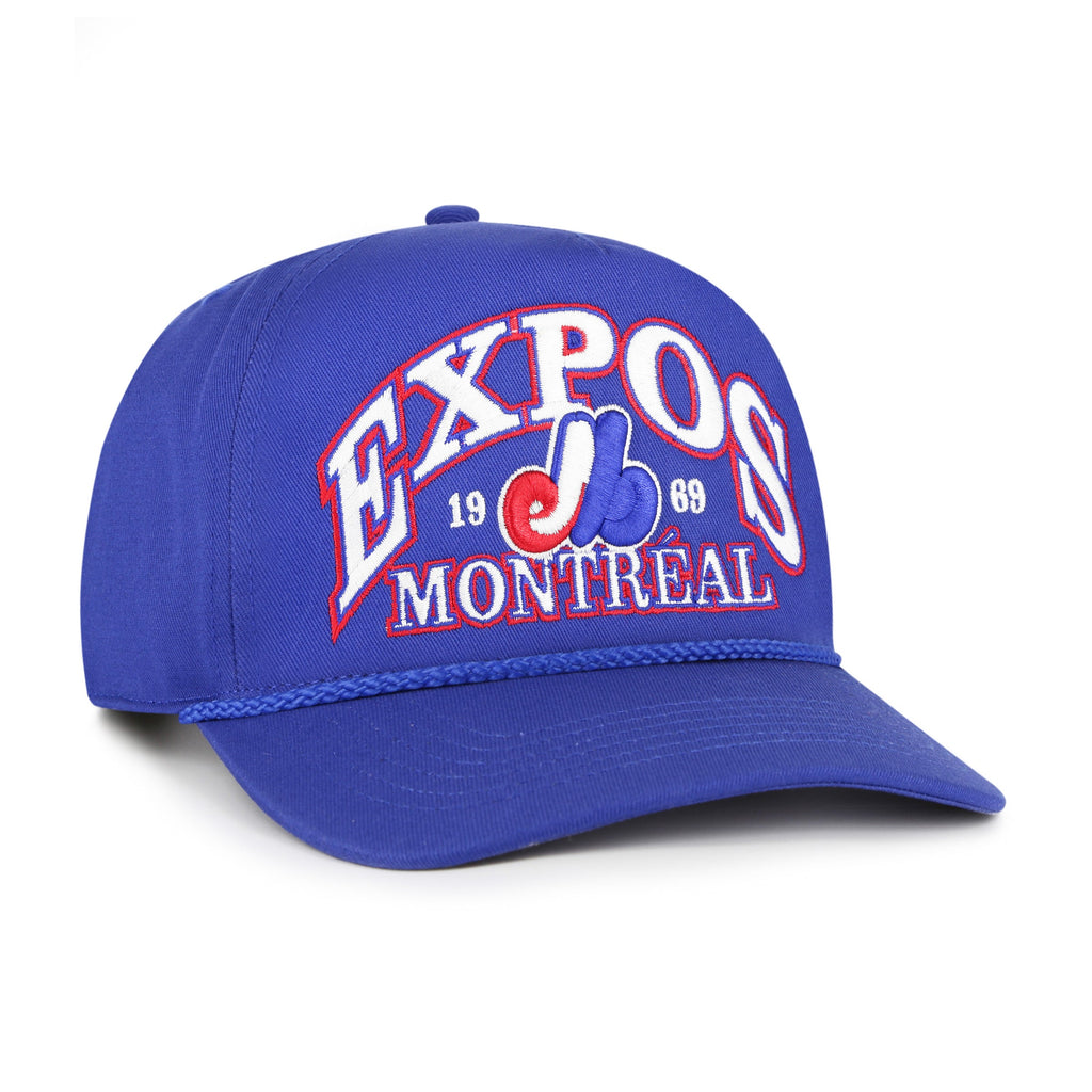 Montreal Expos MLB 47 Brand Men Royal Break Wood Hitch Snapback Hat product image 3, provided for visual reference and