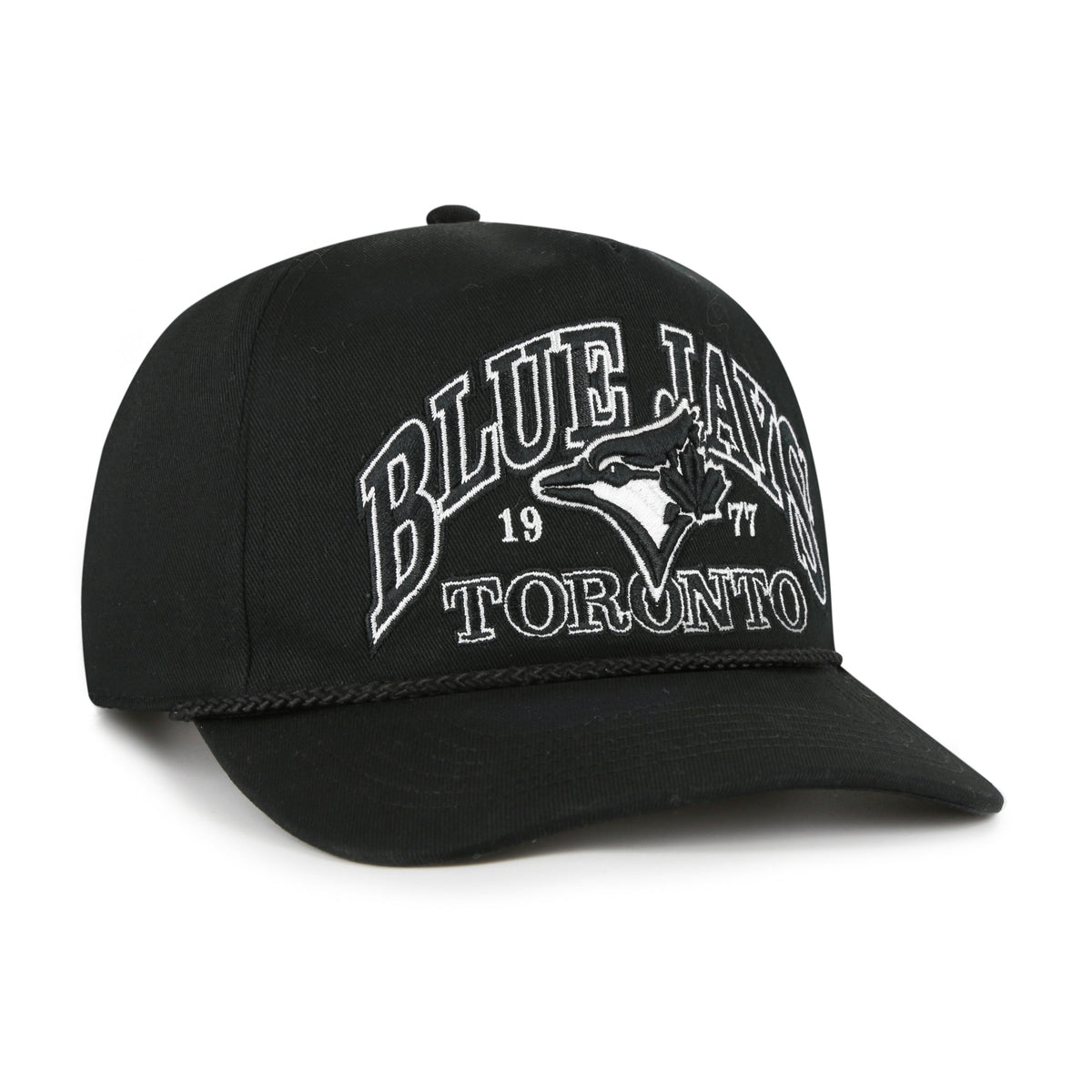 Toronto Blue Jays MLB 47 Brand Men Black Break Wood Hitch Snapback Hat product image 3, provided for visual reference and