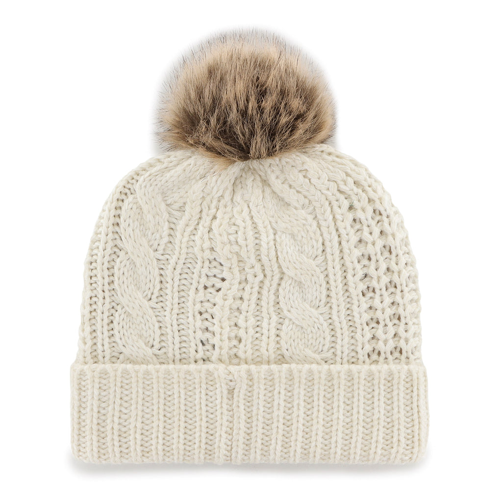 Toronto Maple Leafs NHL 47 Brand Women Beige Meeko Cuff Pom Knit product image 2, provided for visual reference and product