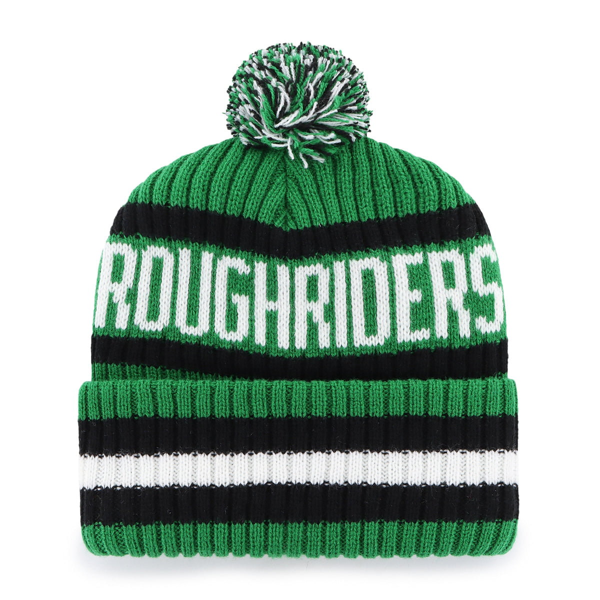 Saskatchewan Roughriders CFL 47 Brand Men Green/Black Bering Cuff Pom Knit product image 2, provided for visual reference