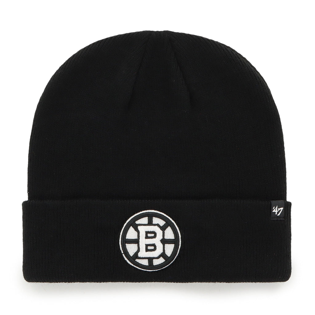 Boston Bruins NHL 47 Brand Men Black Attitude Raised Cuff Knit Beanie product image 1, provided for visual reference and