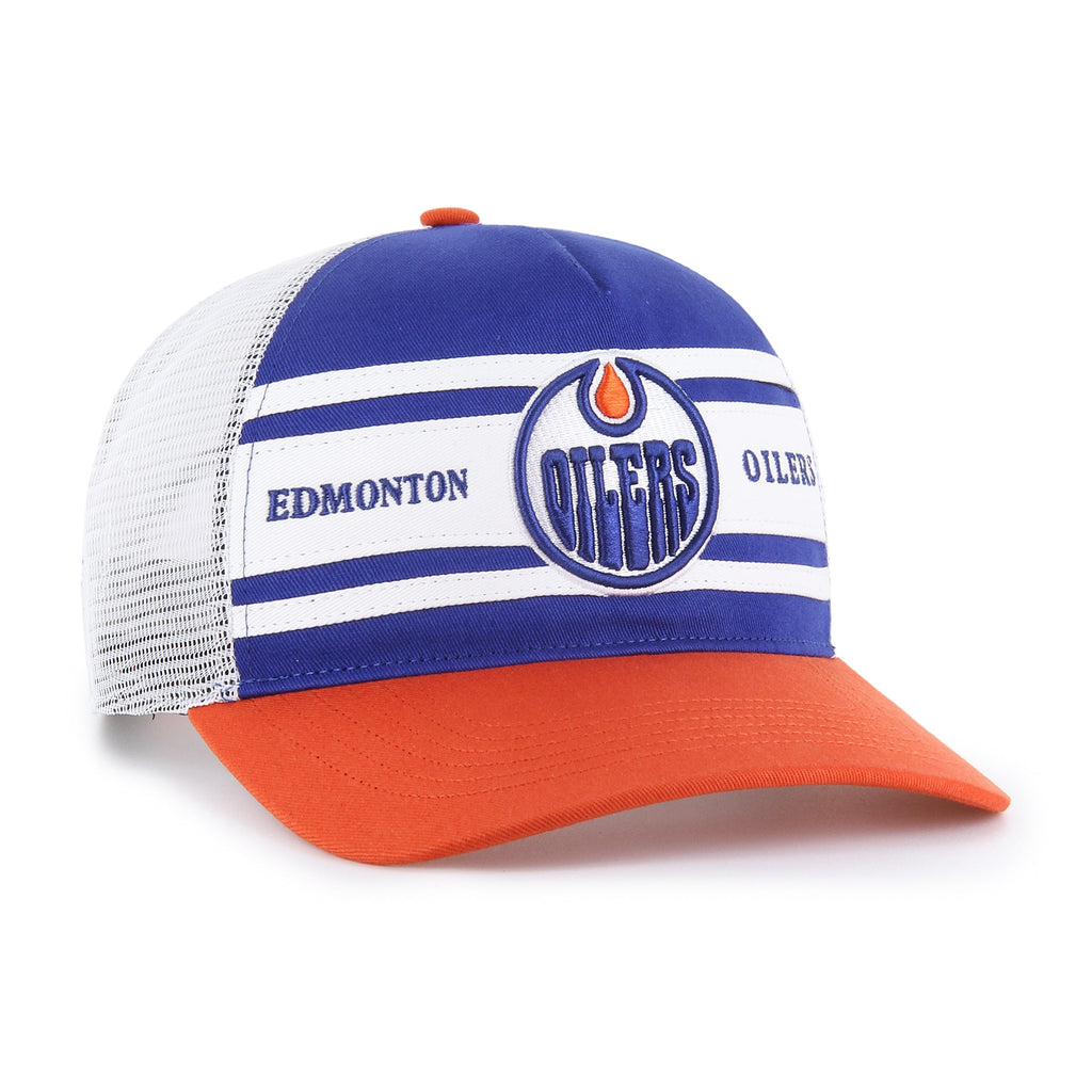 Edmonton Oilers NHL 47 Brand Men Royal/Orange Super Stripe Hitch Adjustable Hat product image 3, provided for visual
