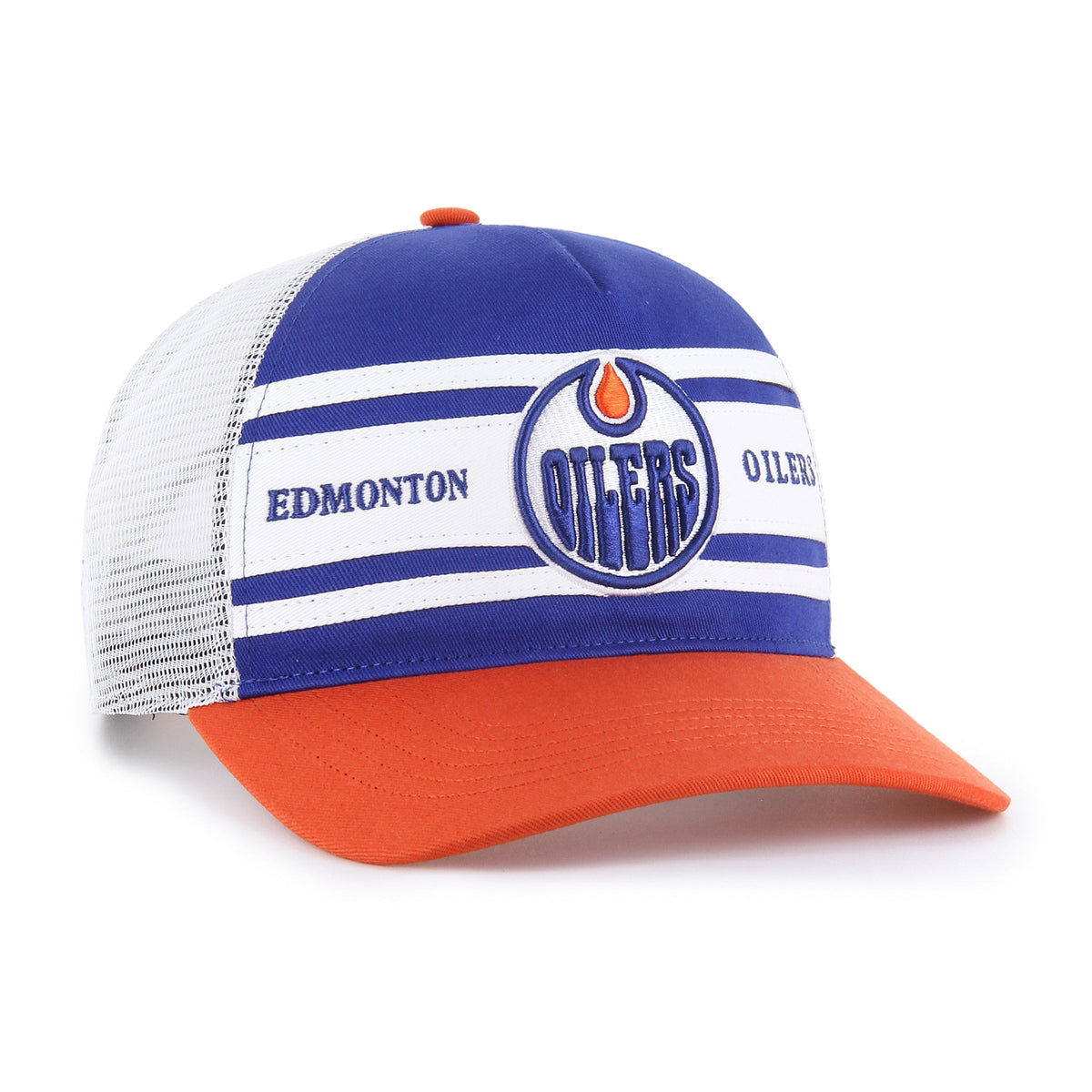 Edmonton Oilers NHL 47 Brand Men Royal/Orange Super Stripe Hitch Adjustable Hat product image 3, provided for visual