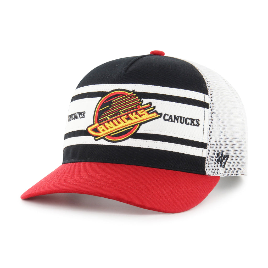 Vancouver Canucks NHL 47 Brand Men Black Red Super Stripe Hitch Adjustable Hat product image 1, provided for visual