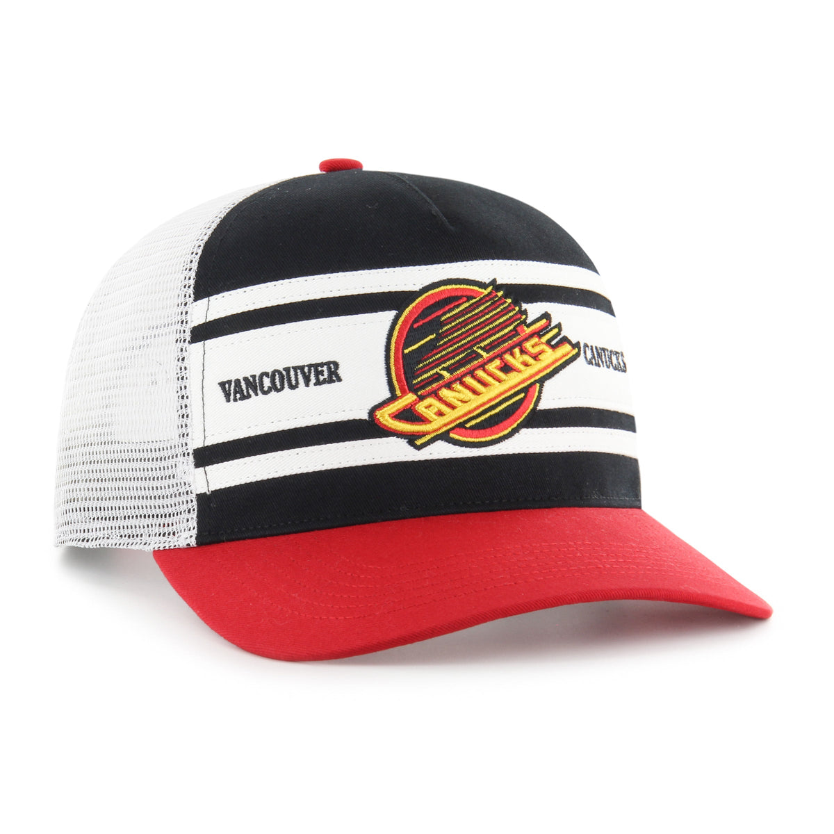Vancouver Canucks NHL 47 Brand Men Black Red Super Stripe Hitch Adjustable Hat product image 3, provided for visual