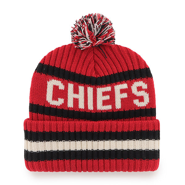 Kansas City Chiefs NFL 47 Brand Men Red/Black Bering Cuff Pom Knit product image 2, provided for visual reference and