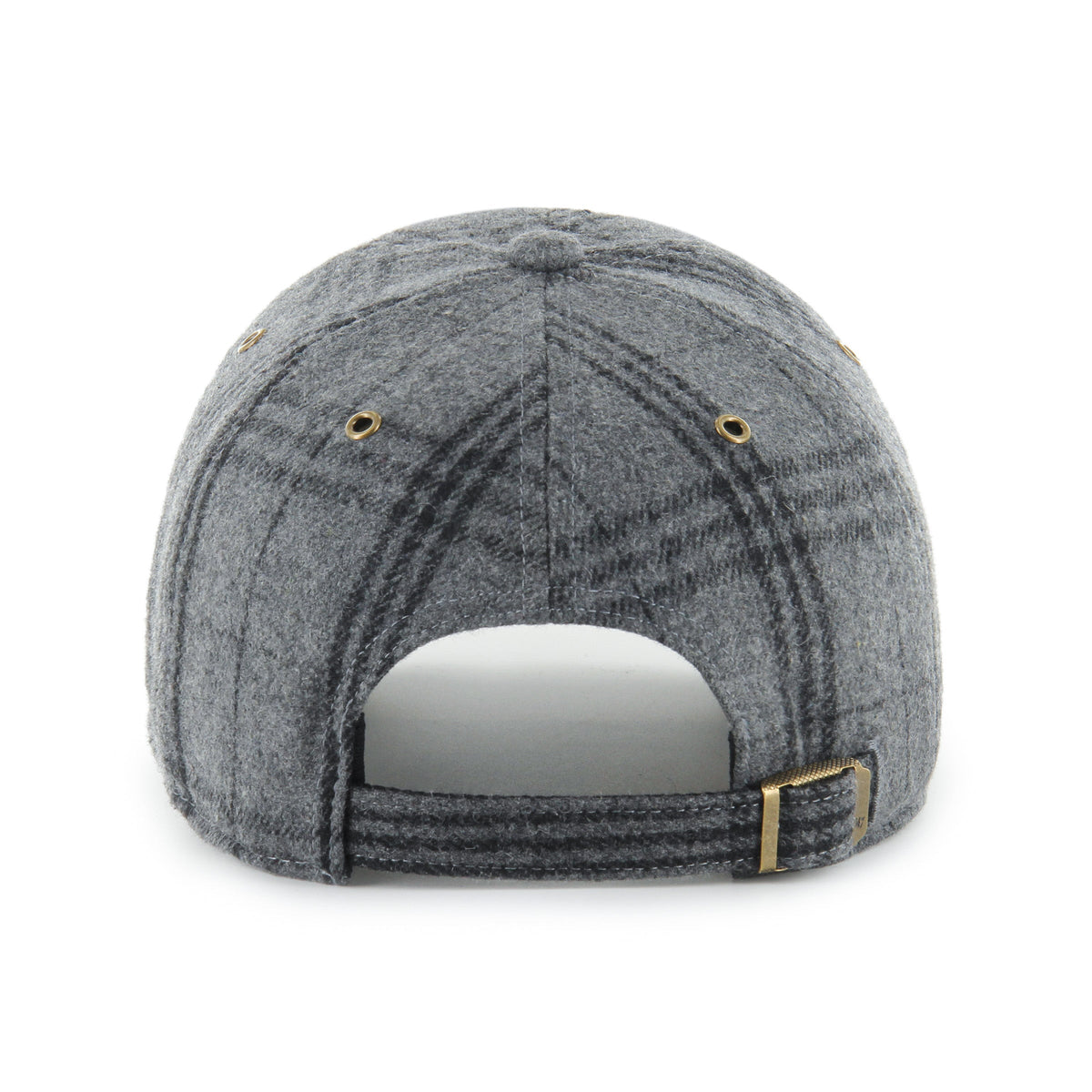 Edmonton Oilers NHL 47 Brand Men Grey Black Plaid Windowpane Clean Up Adjustable Hat product image 2, provided for visual