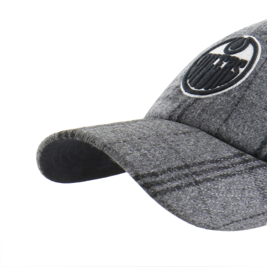 Edmonton Oilers NHL 47 Brand Men Grey Black Plaid Windowpane Clean Up Adjustable Hat product image 3, provided for visual