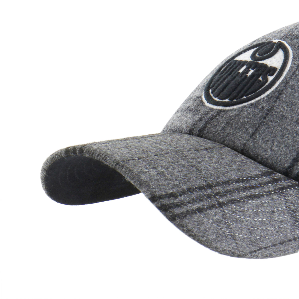 Edmonton Oilers NHL 47 Brand Men Grey Black Plaid Windowpane Clean Up Adjustable Hat product image 3, provided for visual