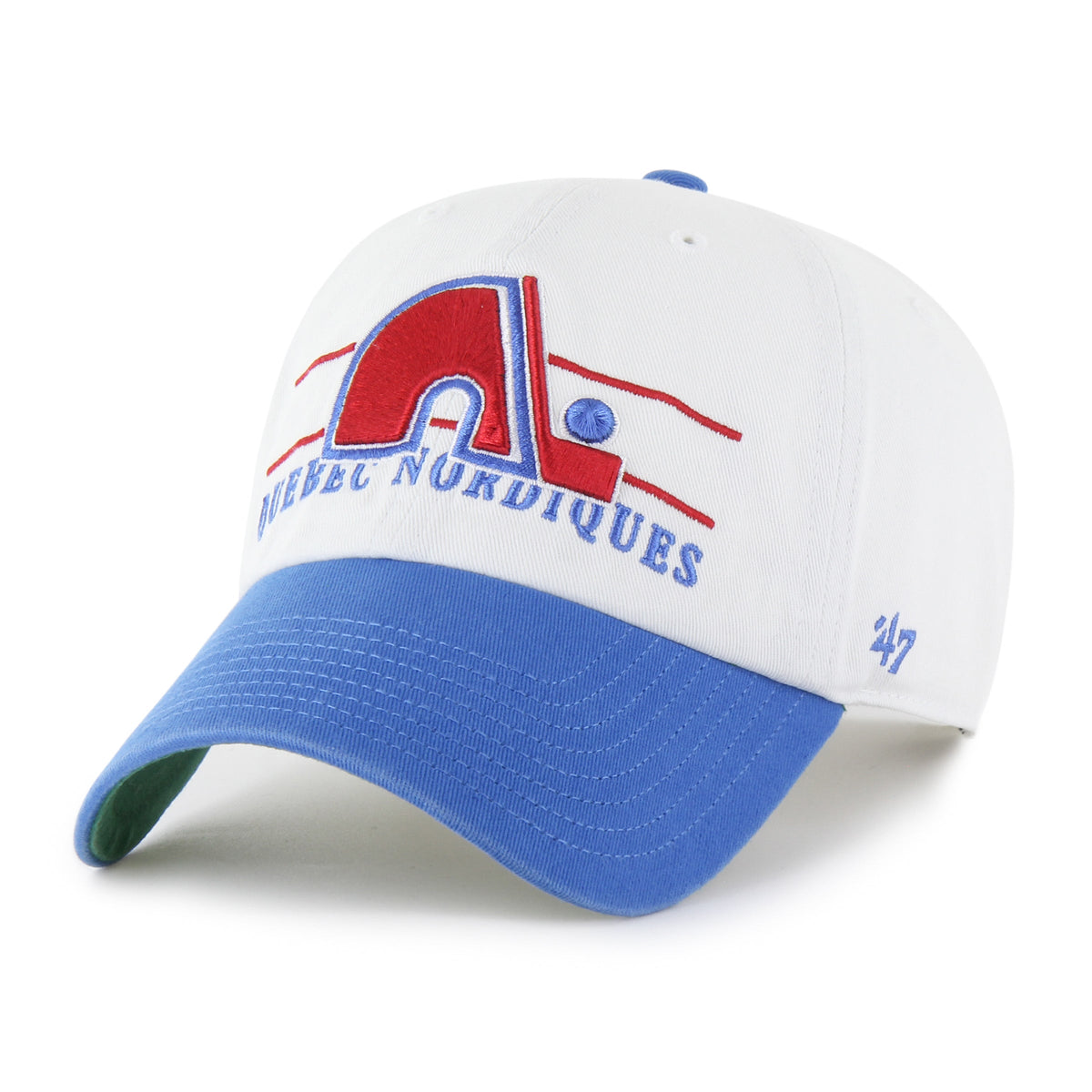 Quebec Nordiques NHL 47 Brand Men White Double Header Clean Up Adjustable Hat product image 1, provided for visual reference
