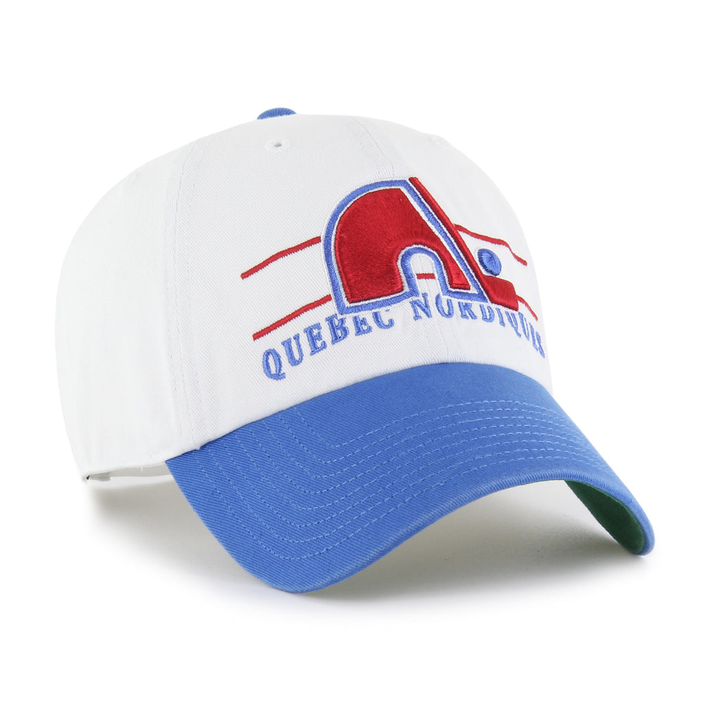 Quebec Nordiques NHL 47 Brand Men White Double Header Clean Up Adjustable Hat product image 3, provided for visual reference
