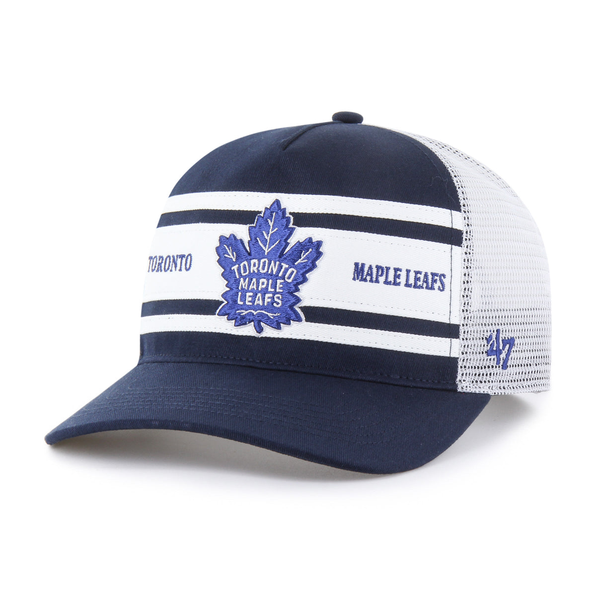 Toronto Maple Leafs NHL 47 Brand Men Navy/White Super Stripe Hitch Trcuker Hat product image 1, provided for visual