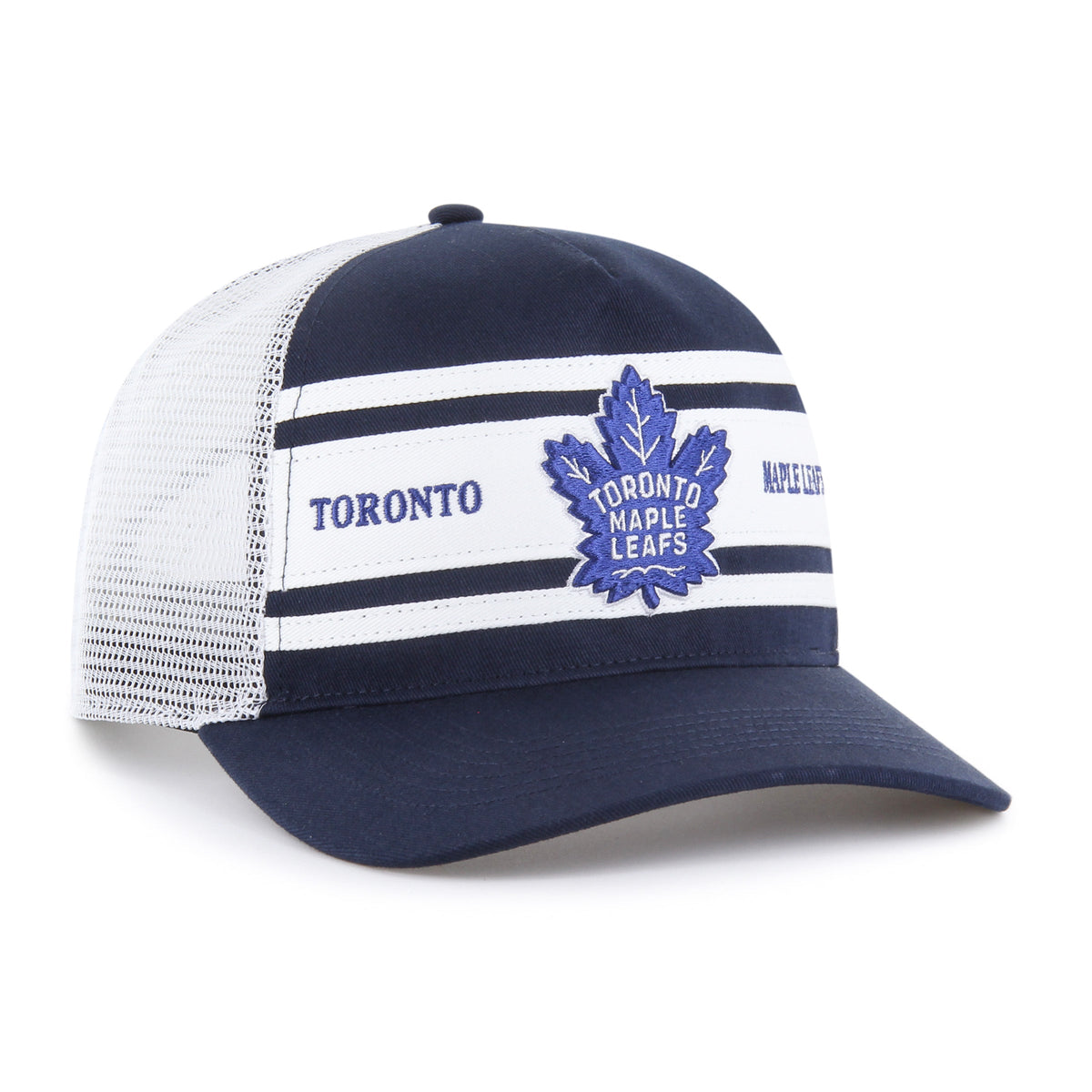 Toronto Maple Leafs NHL 47 Brand Men Navy/White Super Stripe Hitch Trcuker Hat product image 3, provided for visual