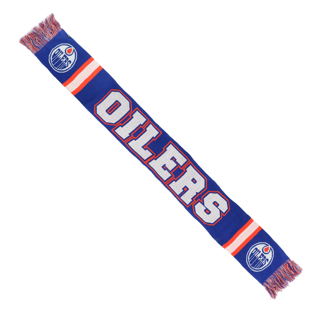 Edmonton Oilers NHL 47 Brand Men Royal Breakaway Knit Scarf product image 2, provided for visual reference and product