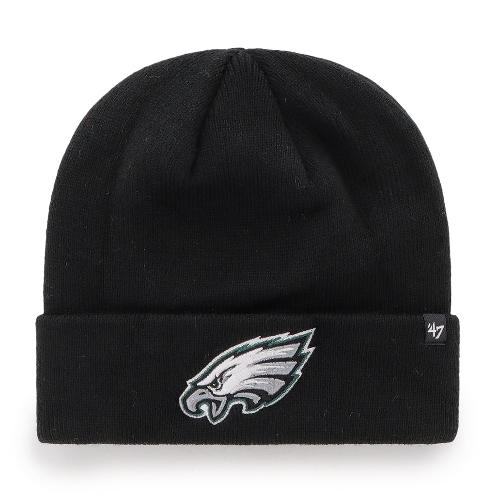 Philadelphia Eagles NFL 47 Brand Men Black Raised Cuff Knit Hat product image 1, provided for visual reference and product