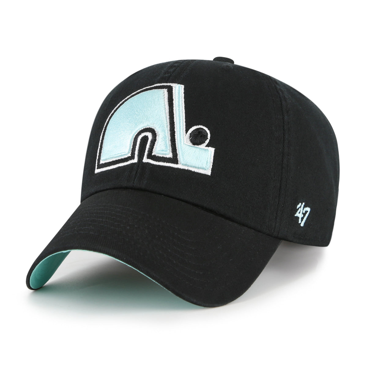 Quebec Nordiques NHL 47 Brand Men Black Mint Double Under Clean Up Adjustable Hat product image 4, provided for visual