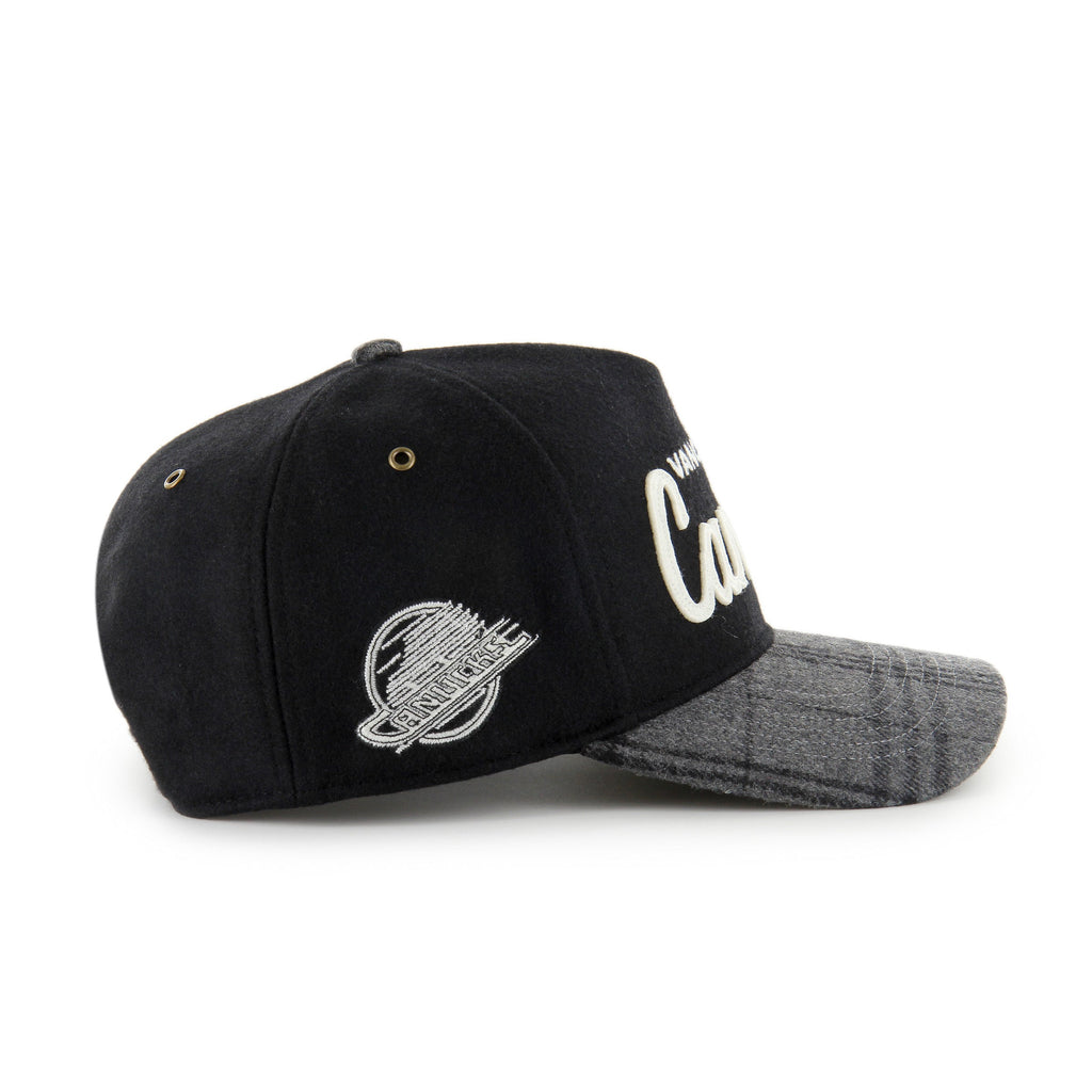 Vancouver Canucks NHL 47 Brand Men Black Windowpane Plaid Hitch Snapback Hat product image 4, provided for visual reference