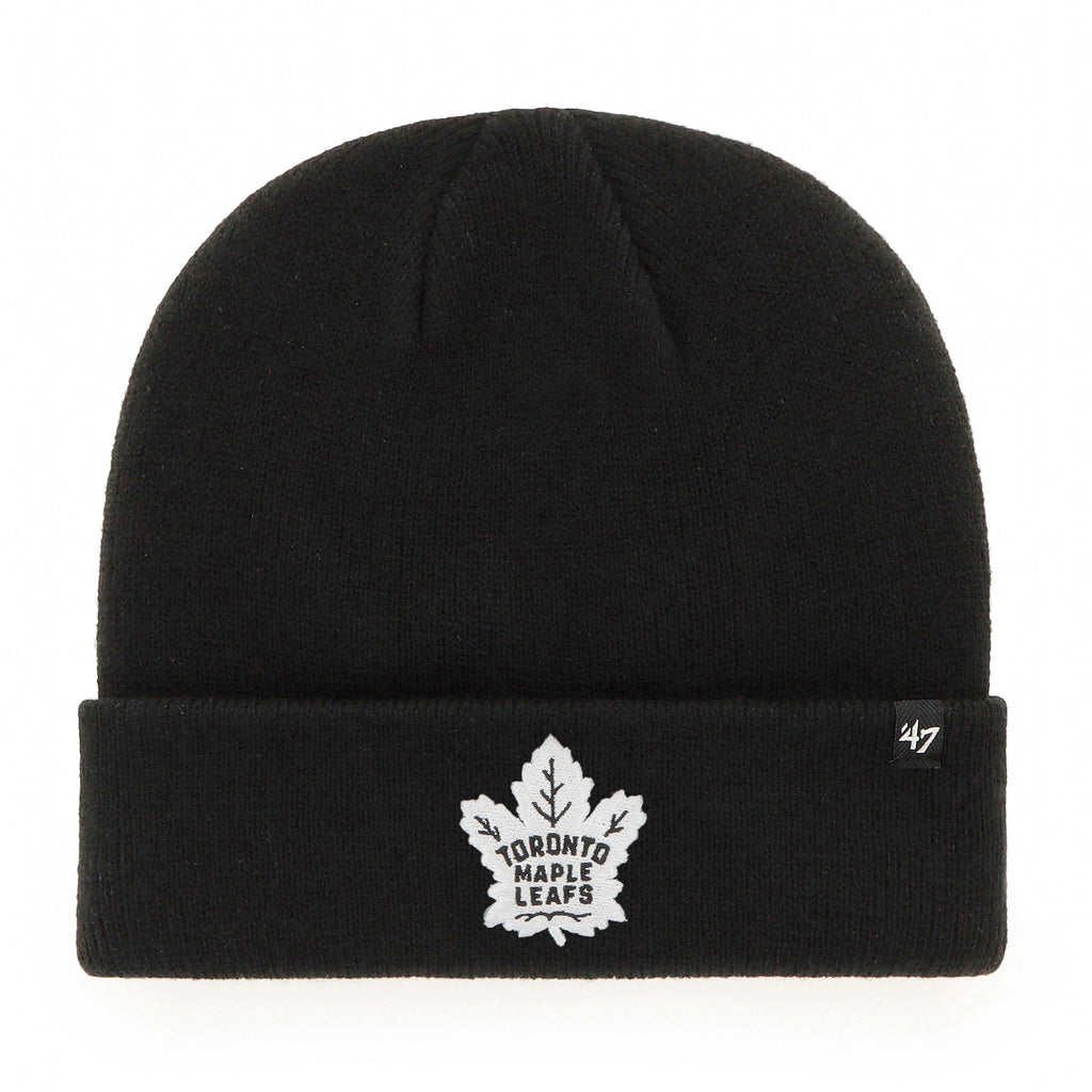 Toronto Maple Leafs NHL 47 Brand Men Black Attitude Raised Cuff Knit Beanie product image 1, provided for visual reference